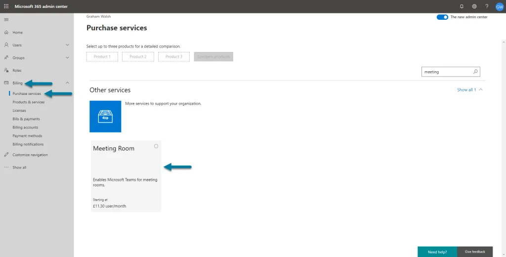 Office 365 - Purchase Meeting Room License
