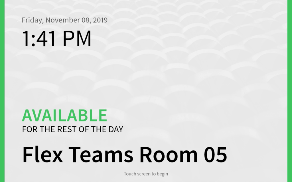 Idle screen of room booking panel