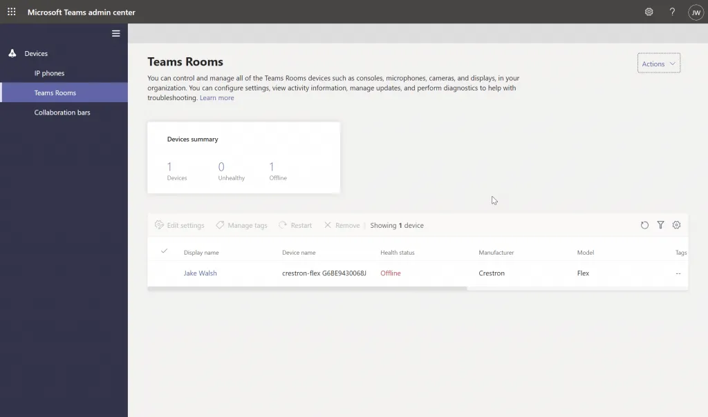 Teams Admin Center Devices