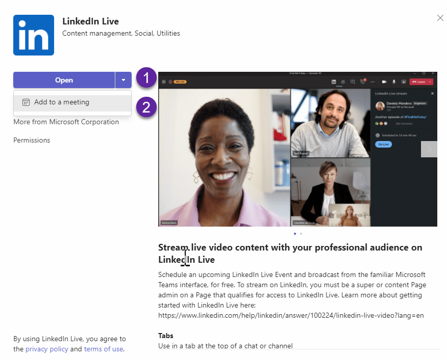 LinkedIn App for Microsoft Teams