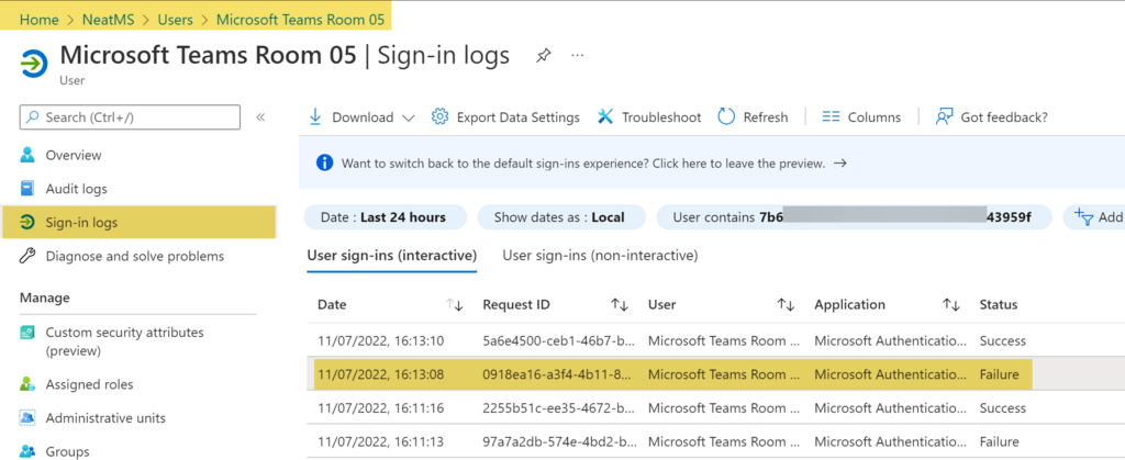 How to solve Microsoft Teams Android based devices failing to sign in with Intune. Error 50199 in Azure AD Logs